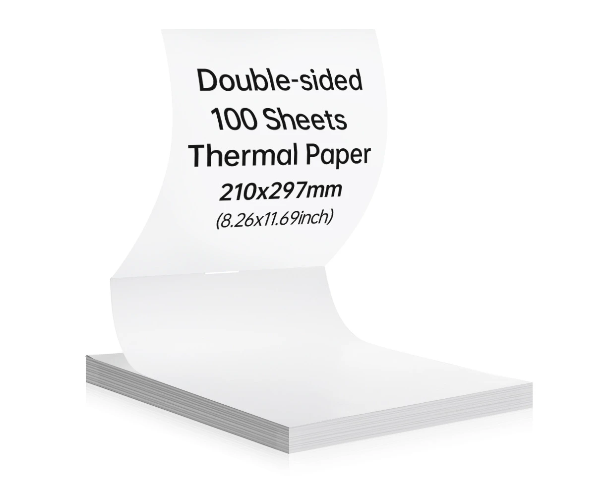 Peripage A4 Thermal Paper Double Side Printing Paper Continuous Folding 210x297mm(8.26x11.69inch) 100 Sheets BPA-free Suitable for Peripage A40 P40 Th