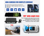 1080P DVR Dash Camera with 4 Parking Sensor Reverse Radars Front & Rear Dual Camera Driving Recorder with 4.3 Inch Screen Support Night-Vision/Motion