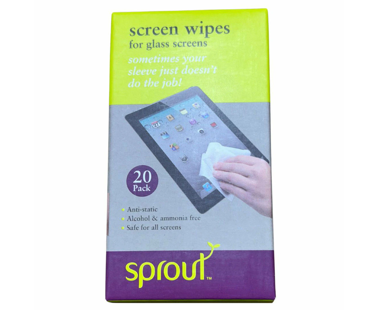 Sprout Screen Wipes For Glass Screens Pack Of 20, Anti Static & Gentle Cleaning