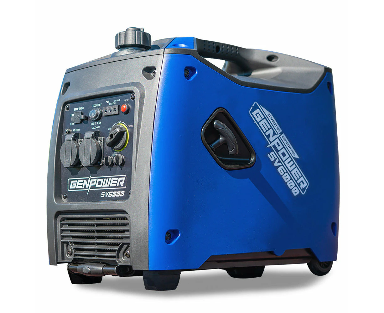 GENPOWER Inverter Generator Portable 3.5kW Max Petrol Pure Sine Wave Camping Power Station Blue