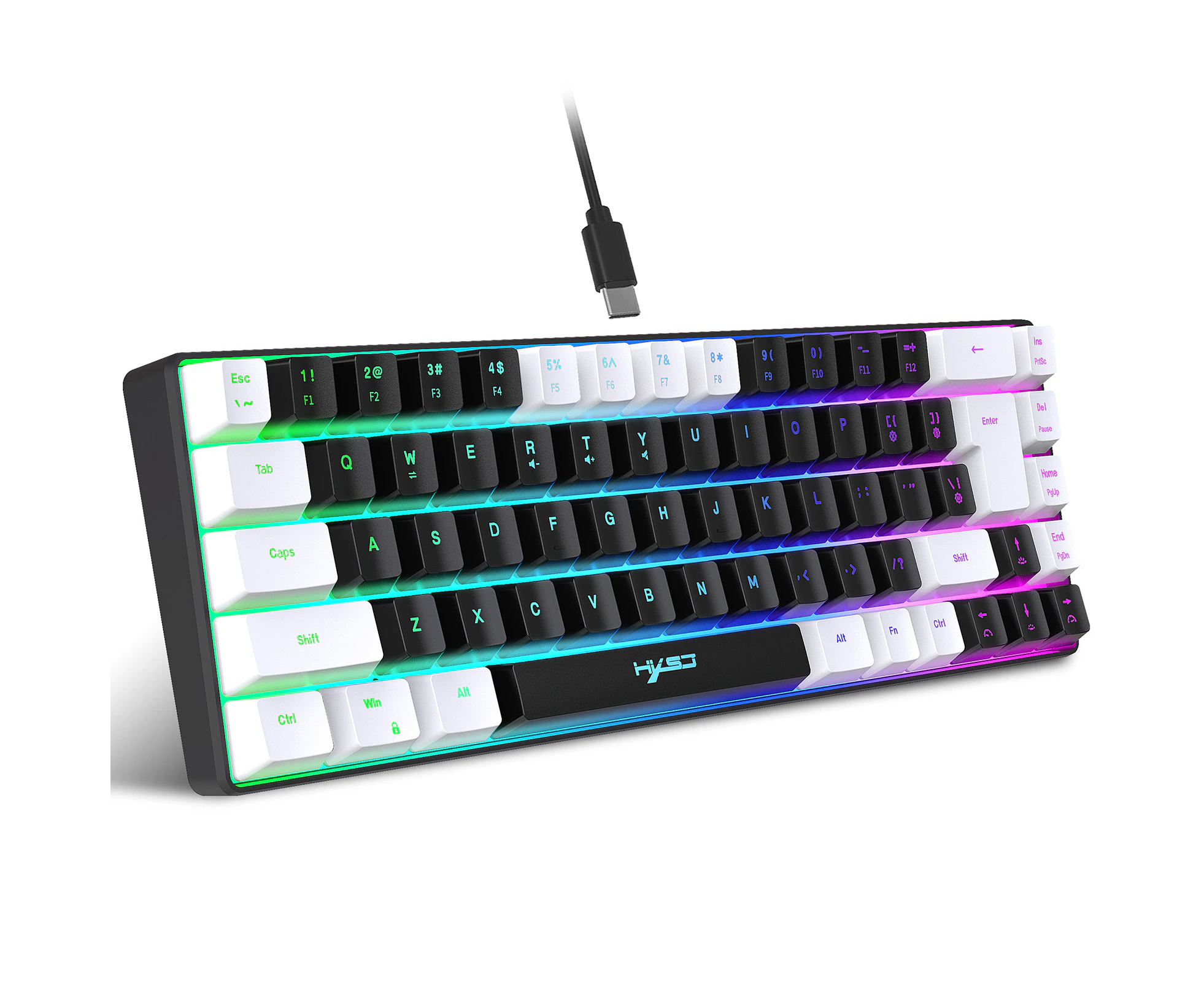 HXSJ V200 Wired K68 RGB Streamer Mini Gaming Keyboard 19-Key Conflict-Free Membrane Keyboard but Super Mechanical Feel for Game/Office