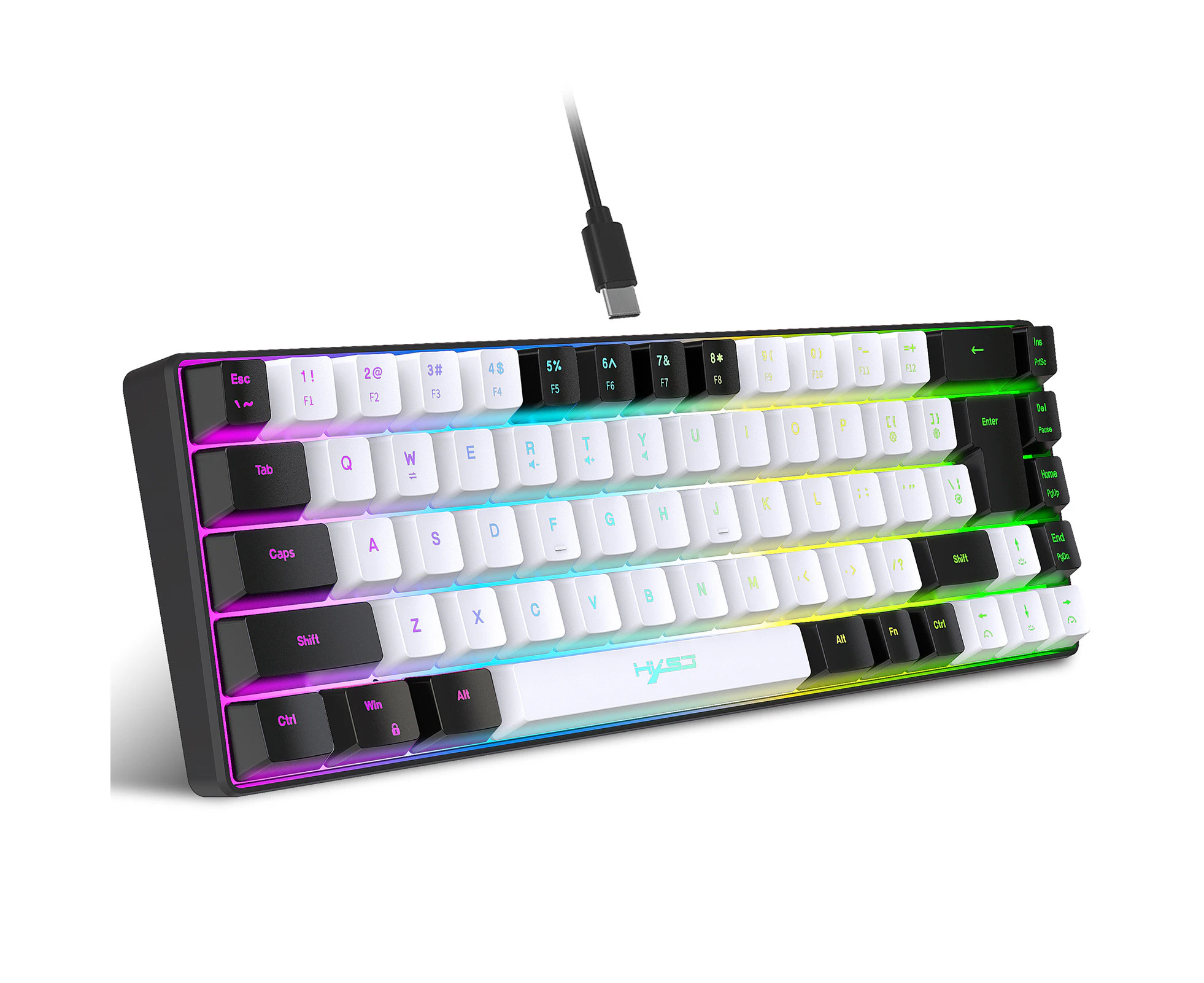 HXSJ V200 Wired K68 RGB Streamer Mini Gaming Keyboard 19-Key Conflict-Free Membrane Keyboard but Super Mechanical Feel for Game/Office