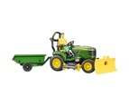 Bruder 1:16 John Deere X949 Lawnmower Tractor w/ Trailer & Gardener Playset