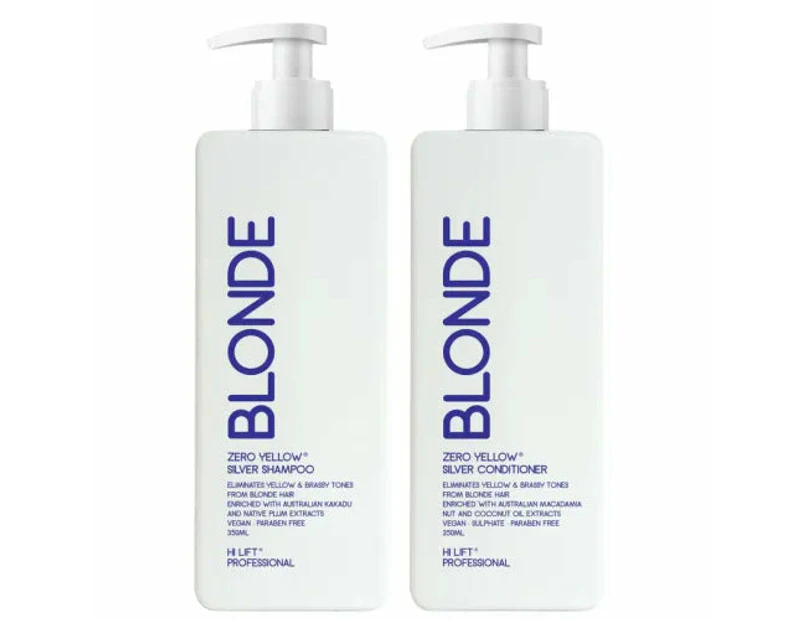 Hi Lift Blonde Zero Yellow Pure Silver Shampoo & Conditioner 350ml Duo