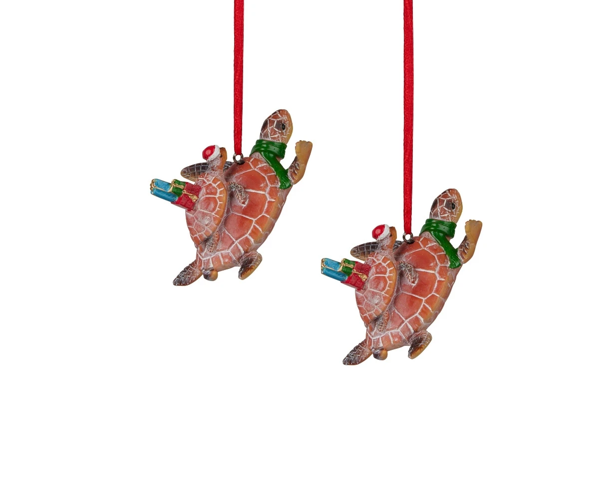 Australiana Sea Turtle & Baby Christmas Hanging Figure 7.5cm (Set of 2)