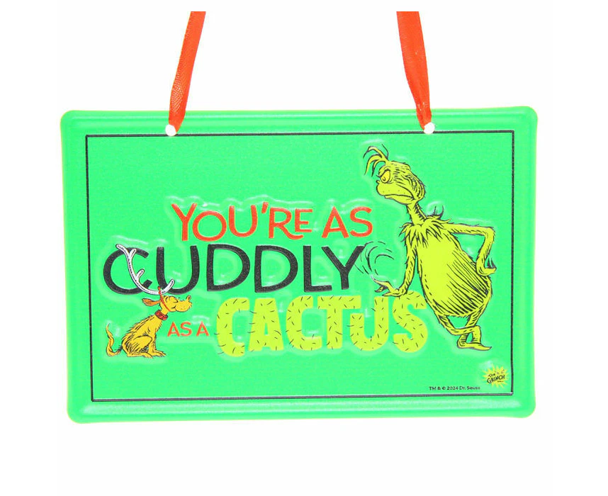 Cuddly Cactus Grinch Metal Sign 15cm