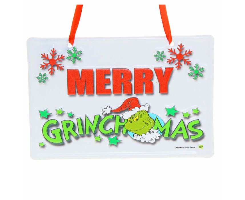 Merry Grinchmas Metal Sign 15cm