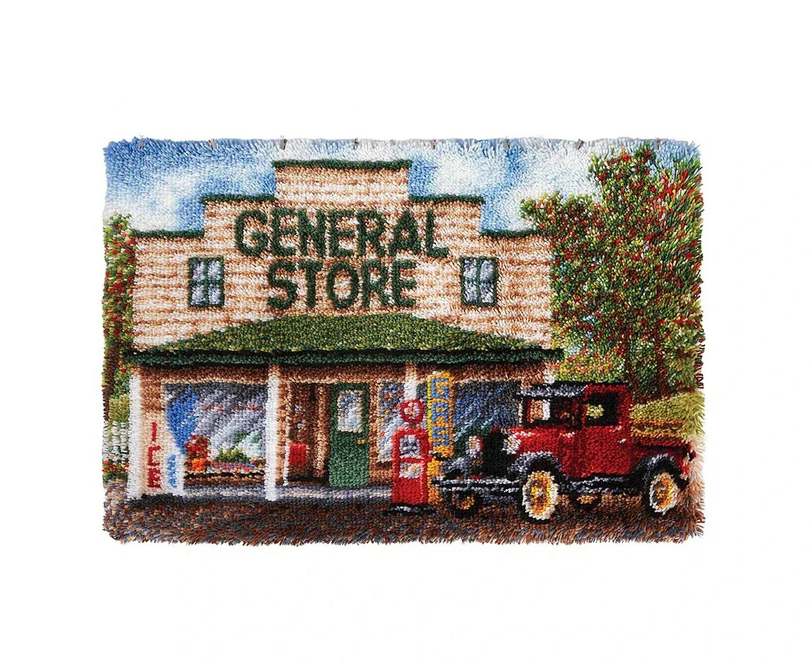 Old General Store | Rug Making Latch Hooking Kit 60x40cm Printed Canvas