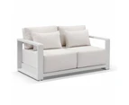 Whitehaven 2+1+1 Outdoor Aluminium Lounge Set with Sunbrella Cushions with Santorini Coffee Table - Outdoor Aluminium Lounges - White