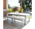 Santorini 2.5m Rectangle Aluminium Dining Table with 4 Bench Seats - Outdoor Aluminium Dining Settings - Charcoal