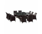 Sorrento 10 Seater Glass Top Outdoor Dining Set With Wicker Chairs - Outdoor Dining Settings - Charcoal