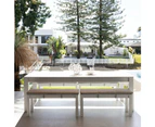 Santorini 2.5m Rectangle Aluminium Dining Table with 4 Bench Seats - Outdoor Aluminium Dining Settings - Charcoal