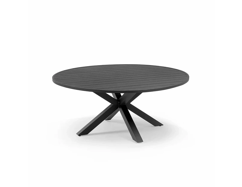 Houston Outdoor 1.8m Round Aluminium Table with 8 Patonga Dining Chairs - Outdoor Aluminium Dining Settings - Charcoal