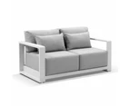 Whitehaven 3+2+1 Seater Outdoor Aluminium Lounge with Hugo Coffee Table Set - Outdoor Aluminium Lounges - White