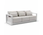 Whitehaven 3+1+1 Seater Outdoor Aluminium Lounge with Hugo Coffee Table Set - Outdoor Aluminium Lounges - White