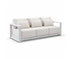 Whitehaven 3 Seater Outdoor Aluminium Lounge with Sunbrella Cushions - Outdoor Aluminium Lounges - White