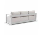 Whitehaven 3 Seater Outdoor Aluminium Lounge with Sunbrella Cushions - Outdoor Aluminium Lounges - White