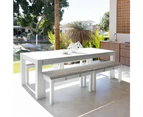 Santorini 2.5m Rectangle Aluminium Dining Table with 4 Bench Seats - Outdoor Aluminium Dining Settings - Charcoal