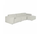 Brighton Indoor 3 Seater Fabric Sofa Lounge with Ottoman - Fabric Chaise Lounges -