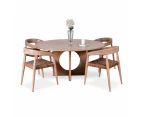 Glenorie Indoor 4 Seater Round Timber Dining Table and Chairs Setting - Dining Settings -