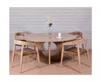 Glenorie Indoor 4 Seater Round Timber Dining Table and Chairs Setting - Dining Settings -