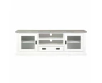 Ashton Entertainment TV Unit in Brushed White with Grey Timber Top - Dining Settings -