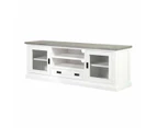 Ashton Entertainment TV Unit in Brushed White with Grey Timber Top - Dining Settings -