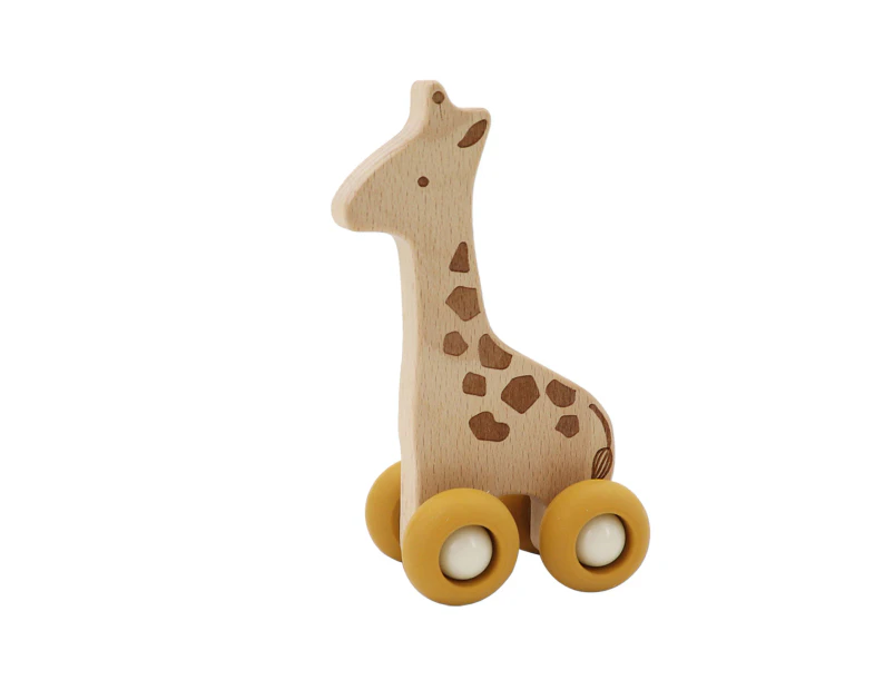 Kaper Kidz - WOODEN GIRAFFE WITH SILICONE WHEELS