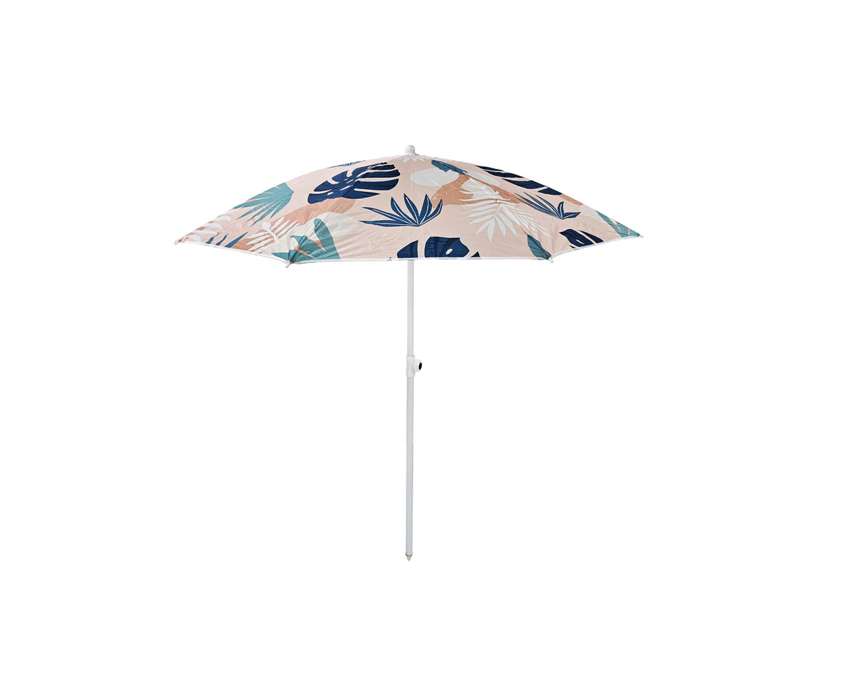 Good Vibes Beach Umbrella w/Matchng Carry Bag Blush Palm Print 180x180cm