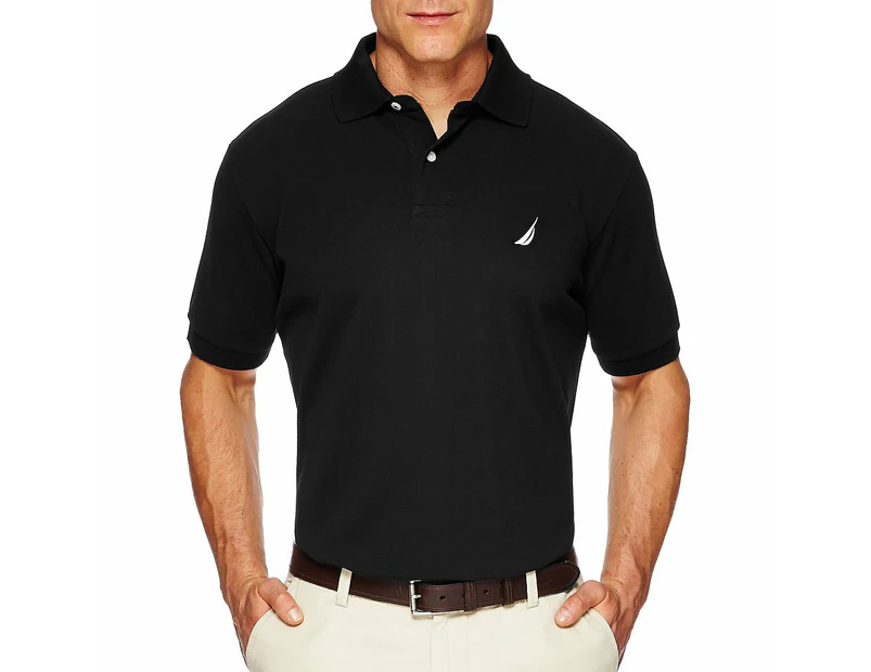 Nautica Short Sleeve Solid Deck Polo  BLACK