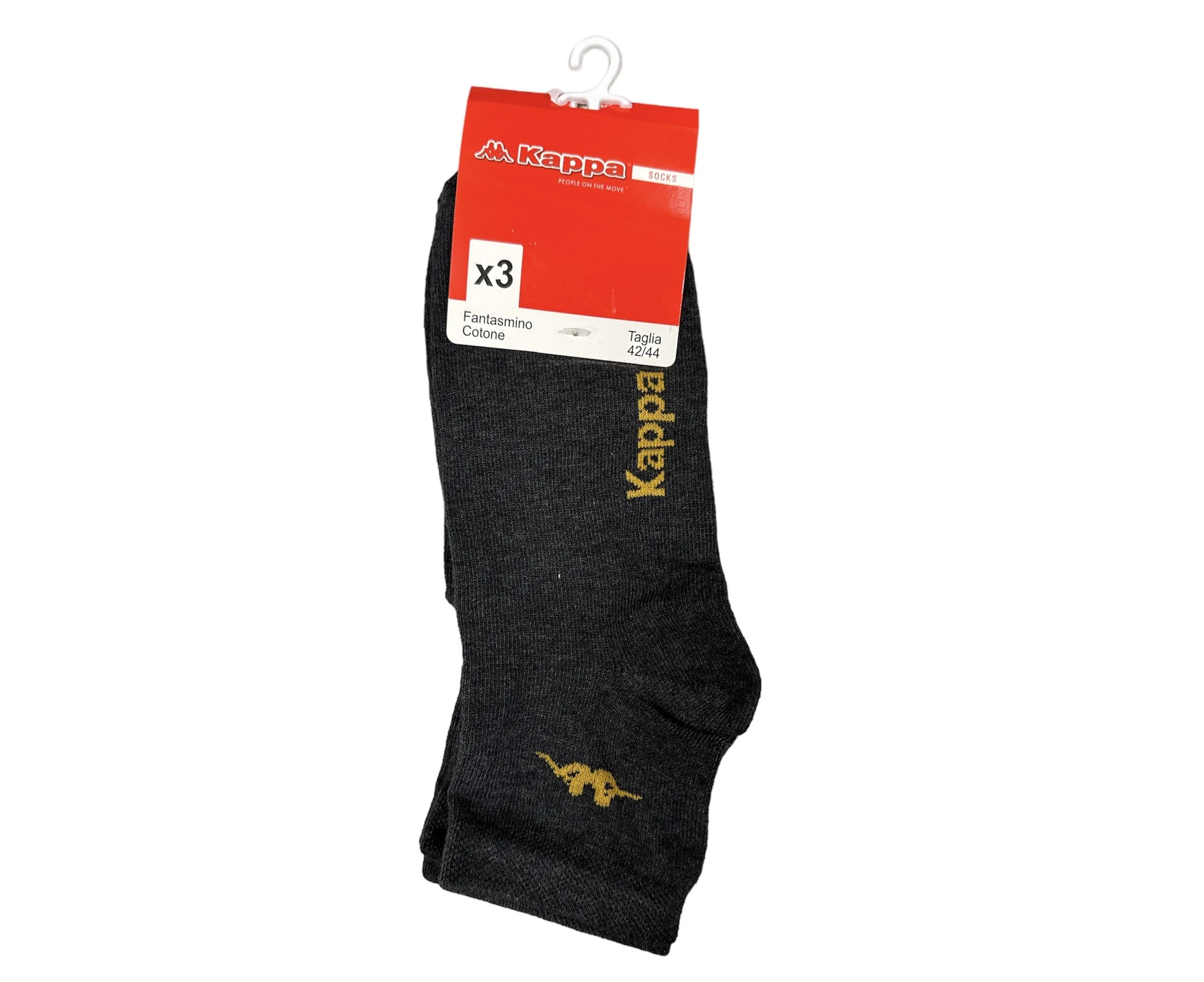 Kappa Mens Ankle Socks - Charcoal - 1 Pack of 3 - EU 42-44