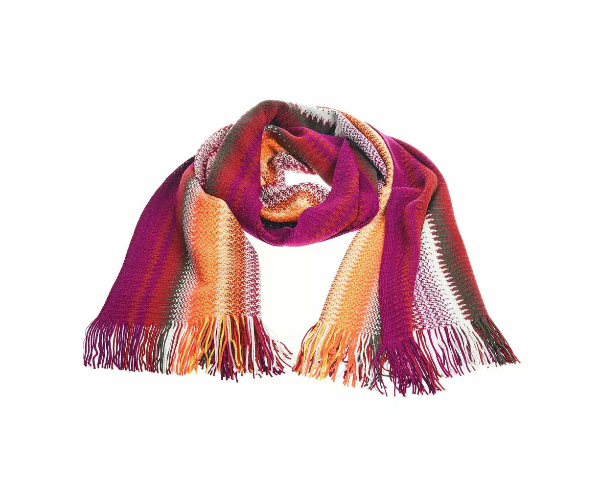 Geometric Pattern Fringed Scarf with Bright Colors One Size Men