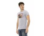 Short Sleeve Round Neck T-shirt with Front Print 2XL Men