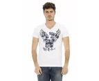 Short Sleeve T-shirt with V-neck and Front Print M Men