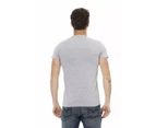 Short Sleeve Round Neck T-shirt with Front Print 2XL Men