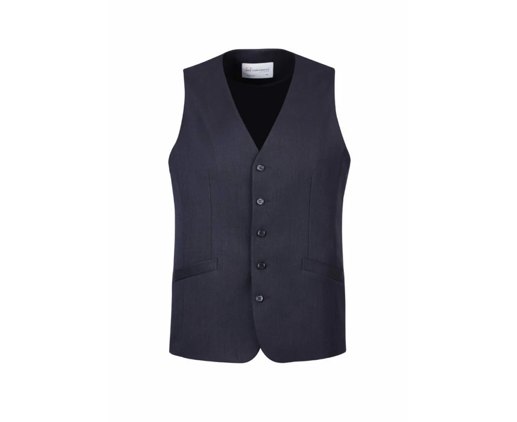 Mens Bamboo Blend Longline Vest Waistcoat w/ Stretch Business Forrnal Dress - Navy - 97