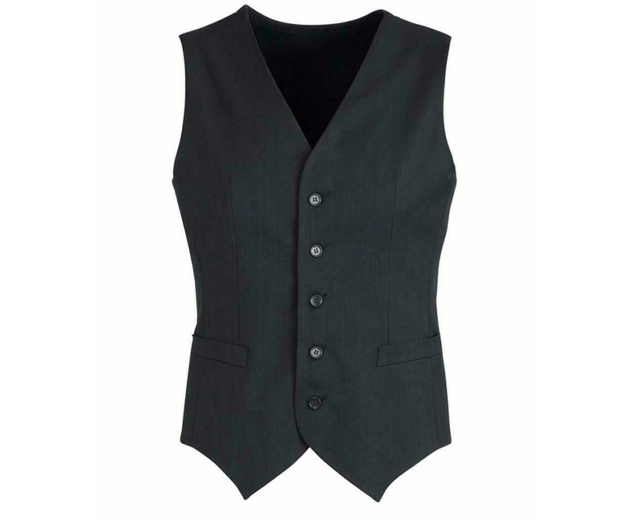 Mens Peaked Vest Waistcoat w/ Knitted Back Suit Formal Wedding Dress Up - Charcoal - 137