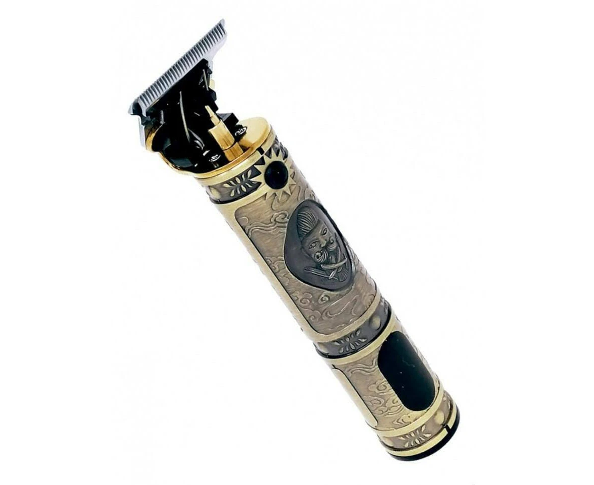 LCD Hair Clipper Barber Professional Electric Trimmer Shaver Beard Vintage - Gold