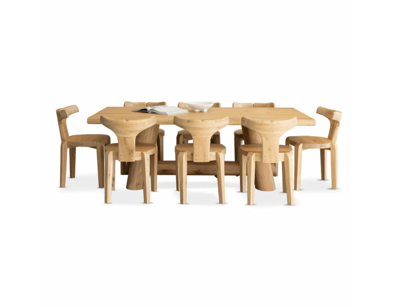 Fingal Indoor 2.2m Timber Dining Setting with 8x Chairs - Dining Settings -