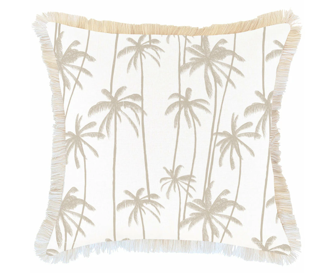 Cushion Cover-Coastal Fringe-Tall-Palms-Beige-60cm x 60cm