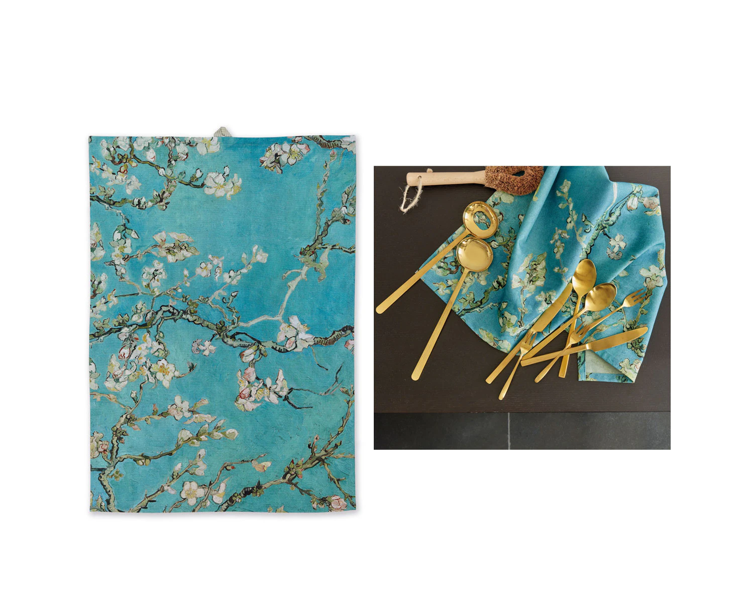 Bedding House Van Gogh Blue Blossom Tea Towel - Blue Green