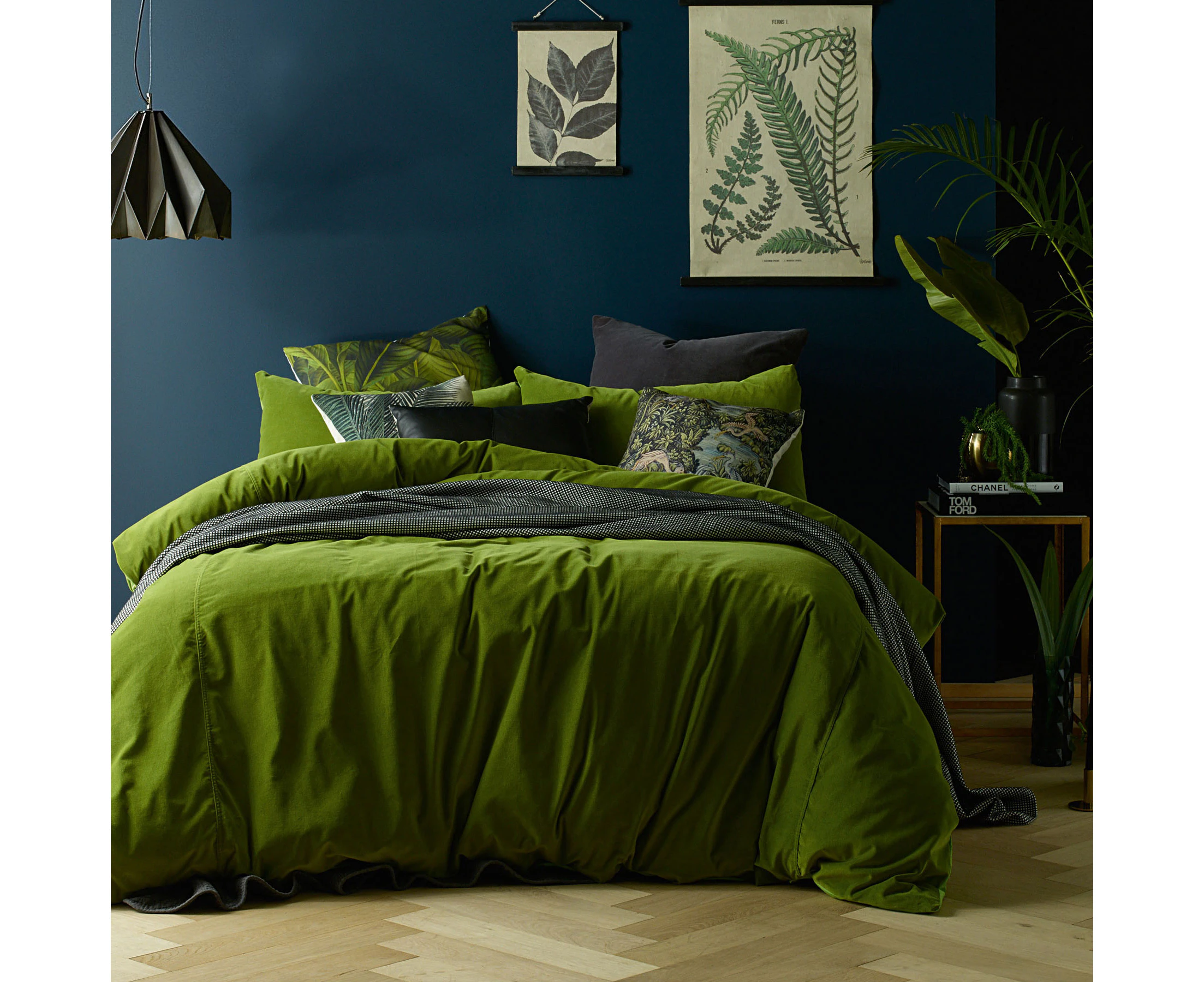 Cotton Velvet Quilt Cover Set (Mossy Road) - Queen