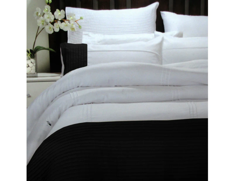 Pintuck Black Quilt Cover Set Single