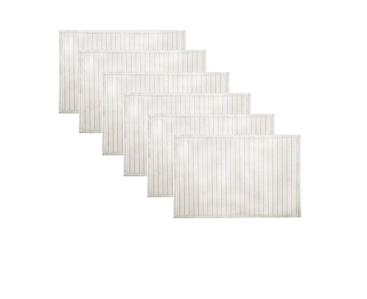 Set of 6 Broad Slat Bamboo Table Placemats 30 x 45cm White