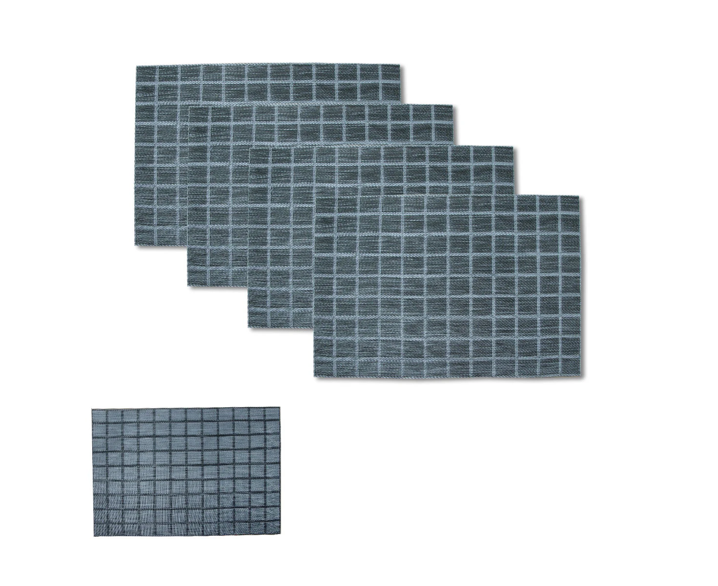 Choice Set of 4 Reversible PVC Table Placemats Checkered Grey