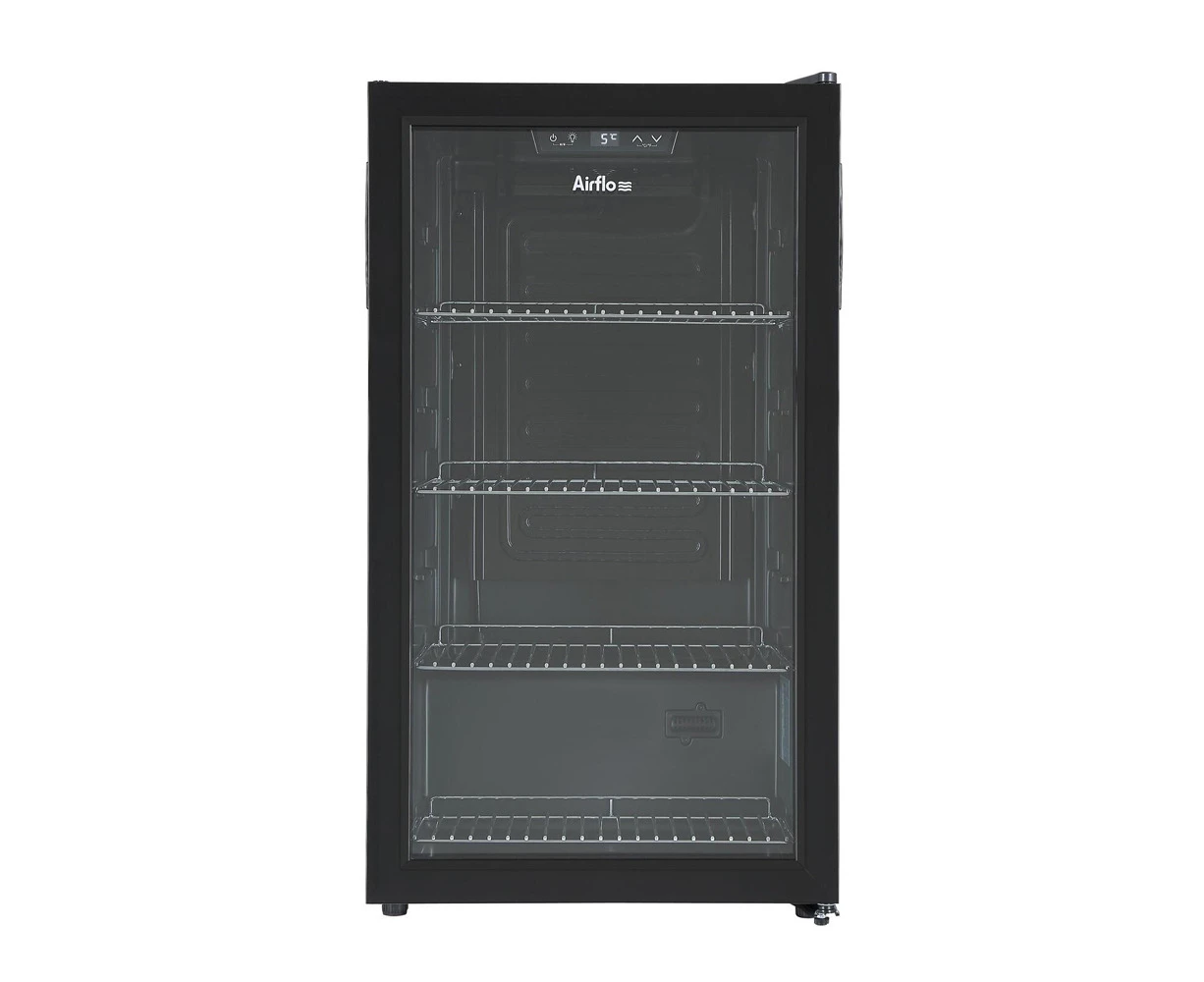 Airflo 85L Glass Door Fridge Beer/Soda Drink Bar/Room Beverage Cooler Black