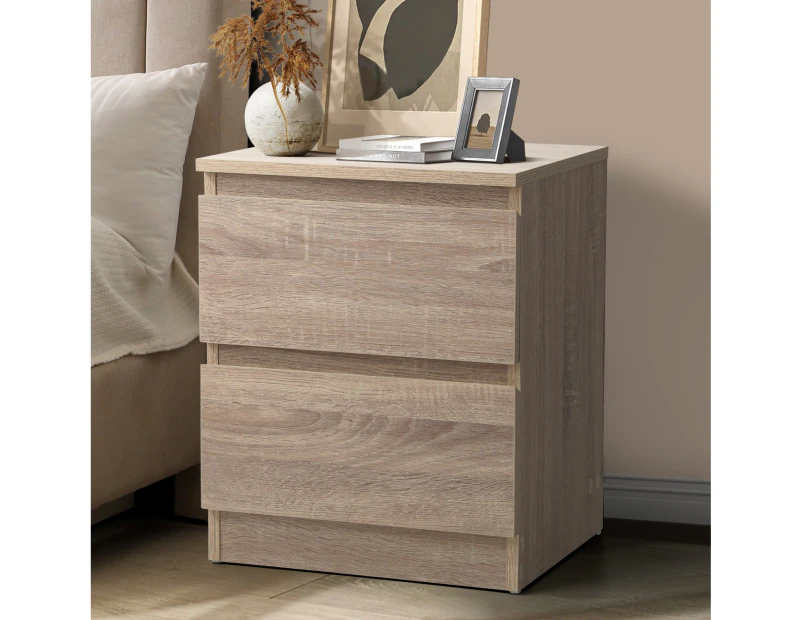 Oikiture Bedside Table Nightstand 2 Drawers Side End Table Storage Cabinet