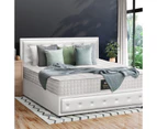 Oikiture Bed Frame Queen Size Gas Lift Storage Mattress Base White Leather