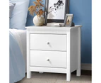 Oikiture Bedside Table Nightstand Side End Table Storage Cabinet 2 Drawers White