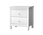 Oikiture Bedside Table Nightstand Side End Table Storage Cabinet 2 Drawers White